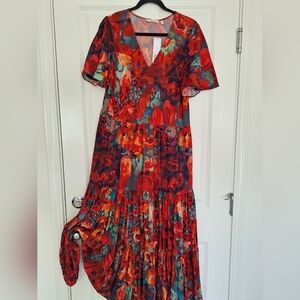 Soft Surroundings Red Floral Maxi Dress